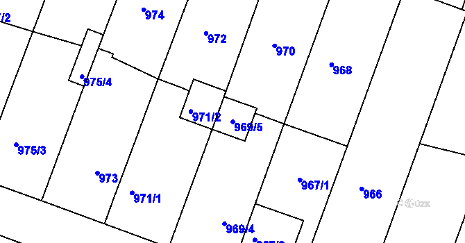 Parcela st. 969/5 v KÚ Žebětín, Katastrální mapa