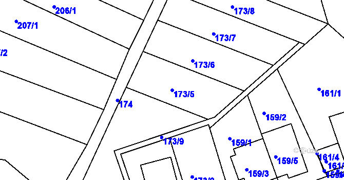 Parcela st. 173/5 v KÚ Žebětín, Katastrální mapa