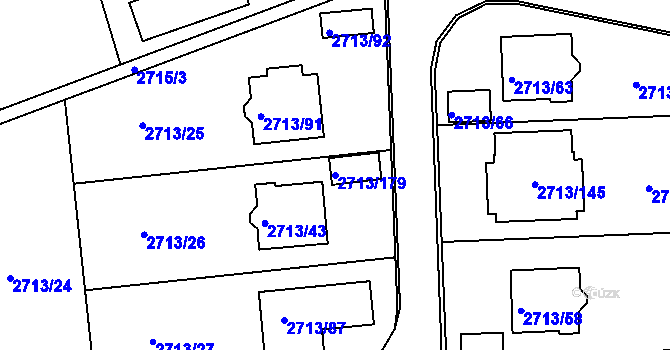 Parcela st. 2713/179 v KÚ Žebětín, Katastrální mapa