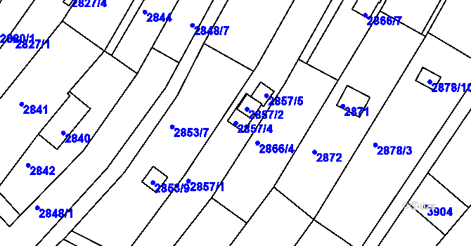 Parcela st. 2857/4 v KÚ Žebětín, Katastrální mapa