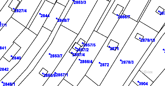 Parcela st. 2857/5 v KÚ Žebětín, Katastrální mapa