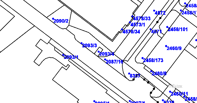 Parcela st. 2093/4 v KÚ Žebětín, Katastrální mapa