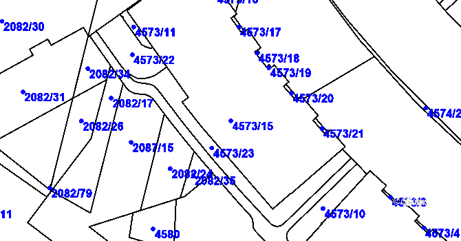 Parcela st. 4573/15 v KÚ Žebětín, Katastrální mapa