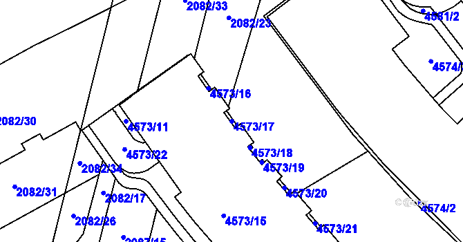 Parcela st. 4573/17 v KÚ Žebětín, Katastrální mapa