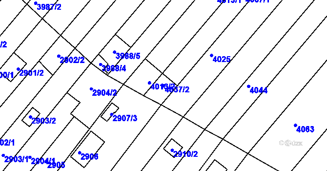 Parcela st. 4037/2 v KÚ Žebětín, Katastrální mapa
