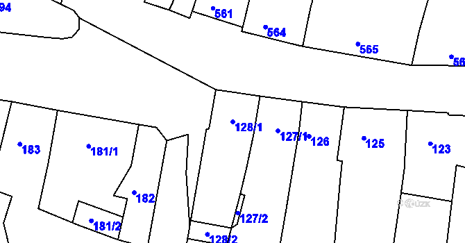 Parcela st. 128/1 v KÚ Žebětín, Katastrální mapa