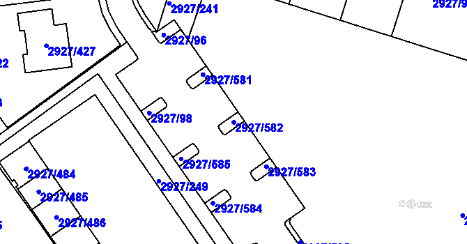 Parcela st. 2927/582 v KÚ Žebětín, Katastrální mapa