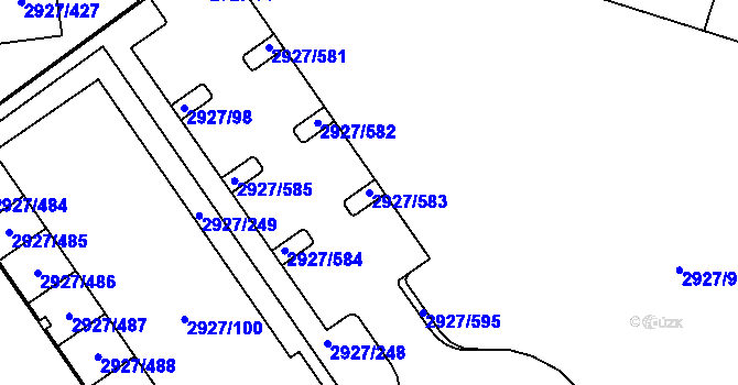 Parcela st. 2927/583 v KÚ Žebětín, Katastrální mapa