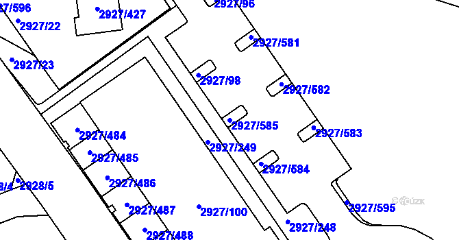 Parcela st. 2927/585 v KÚ Žebětín, Katastrální mapa