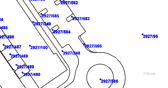 Parcela st. 2927/595 v KÚ Žebětín, Katastrální mapa