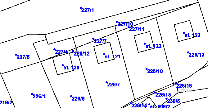 Parcela st. 121 v KÚ Žebnice, Katastrální mapa