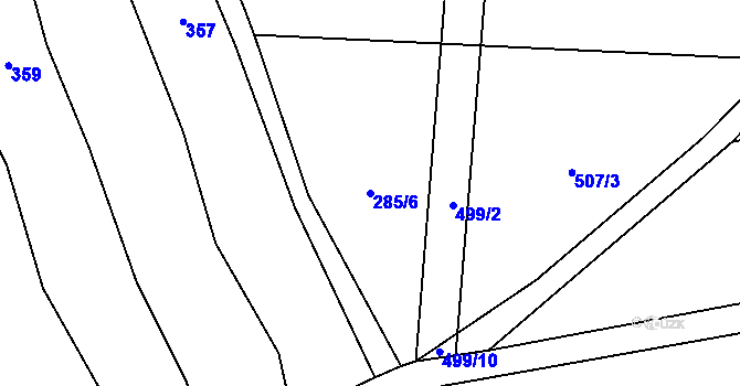 Parcela st. 285/6 v KÚ Žebnice, Katastrální mapa