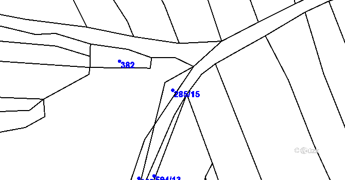 Parcela st. 285/15 v KÚ Žebnice, Katastrální mapa