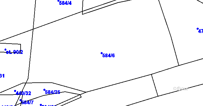 Parcela st. 584/6 v KÚ Žebnice, Katastrální mapa