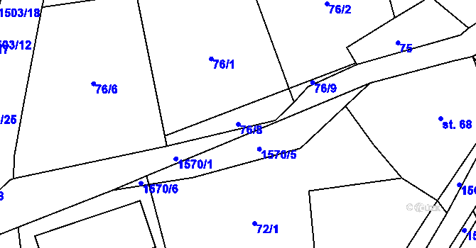 Parcela st. 76/8 v KÚ Žebnice, Katastrální mapa