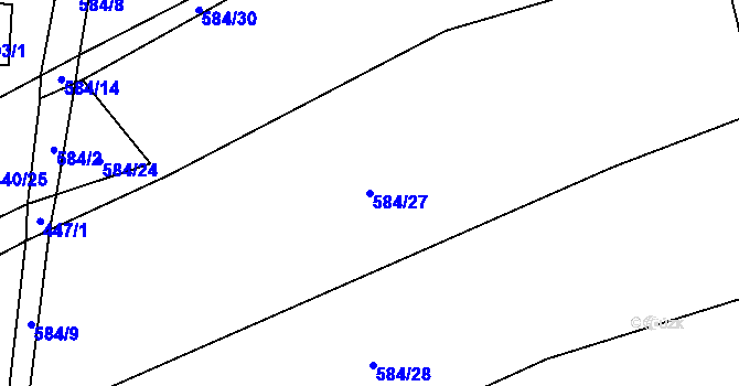Parcela st. 584/27 v KÚ Žebnice, Katastrální mapa