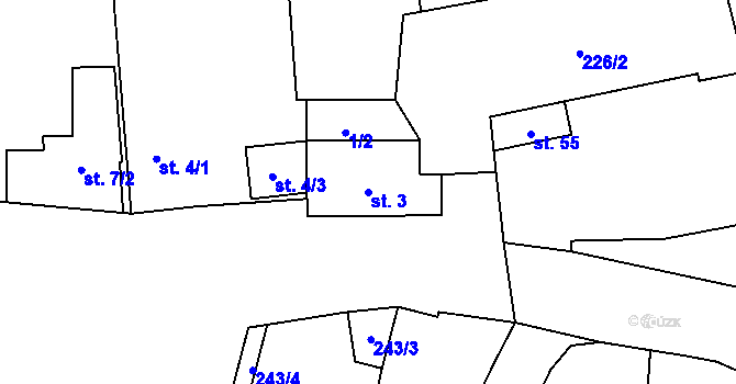 Parcela st. 3 v KÚ Sedlec u Žebráku, Katastrální mapa