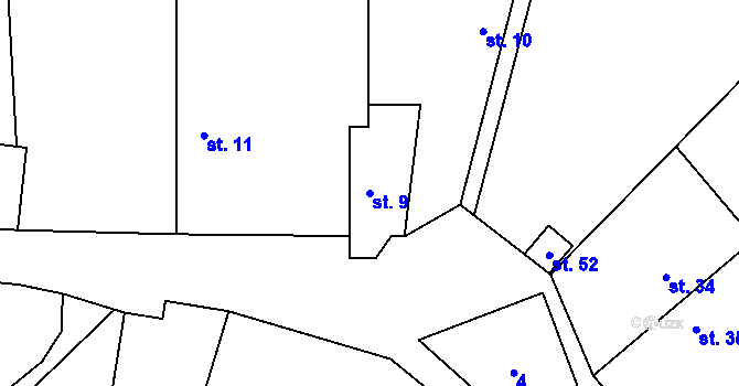 Parcela st. 9 v KÚ Sedlec u Žebráku, Katastrální mapa