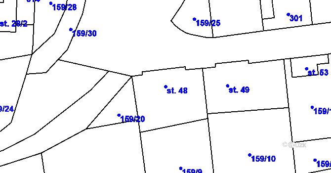 Parcela st. 48 v KÚ Sedlec u Žebráku, Katastrální mapa