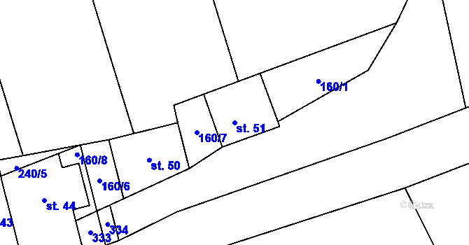 Parcela st. 51 v KÚ Sedlec u Žebráku, Katastrální mapa