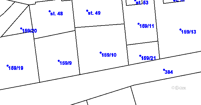 Parcela st. 159/10 v KÚ Sedlec u Žebráku, Katastrální mapa