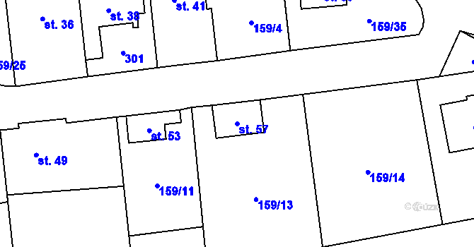 Parcela st. 57 v KÚ Sedlec u Žebráku, Katastrální mapa