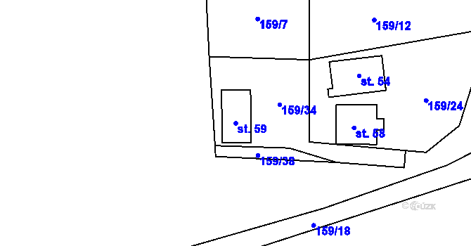 Parcela st. 59 v KÚ Sedlec u Žebráku, Katastrální mapa