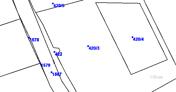 Parcela st. 420/3 v KÚ Sedlec u Žebráku, Katastrální mapa