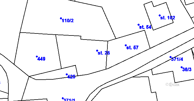 Parcela st. 25 v KÚ Točník, Katastrální mapa
