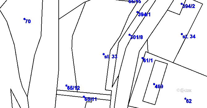 Parcela st. 33 v KÚ Točník, Katastrální mapa