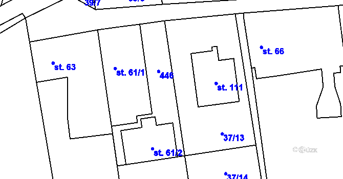 Parcela st. 61/3 v KÚ Točník, Katastrální mapa