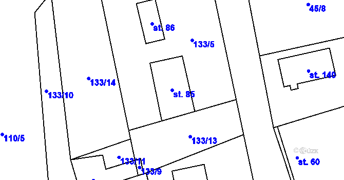 Parcela st. 85 v KÚ Točník, Katastrální mapa