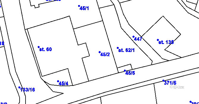 Parcela st. 45/2 v KÚ Točník, Katastrální mapa