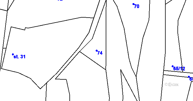 Parcela st. 74 v KÚ Točník, Katastrální mapa