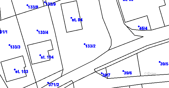 Parcela st. 133/2 v KÚ Točník, Katastrální mapa