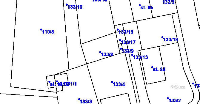 Parcela st. 133/8 v KÚ Točník, Katastrální mapa
