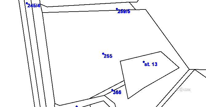 Parcela st. 255 v KÚ Točník, Katastrální mapa