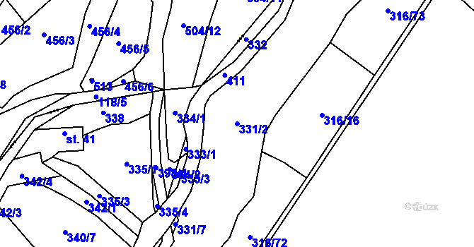 Parcela st. 331/2 v KÚ Točník, Katastrální mapa