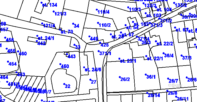 Parcela st. 371/1 v KÚ Točník, Katastrální mapa