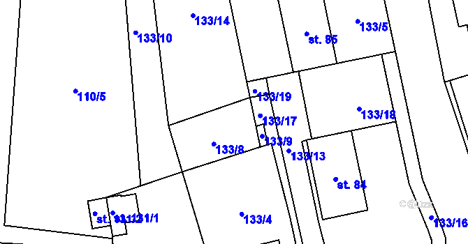 Parcela st. 133/11 v KÚ Točník, Katastrální mapa