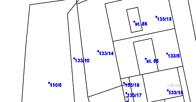 Parcela st. 133/14 v KÚ Točník, Katastrální mapa