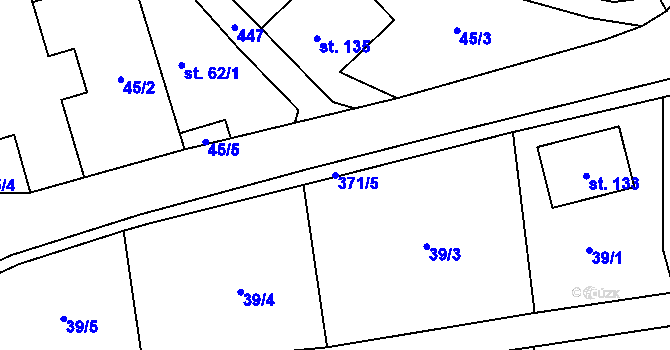 Parcela st. 371/5 v KÚ Točník, Katastrální mapa