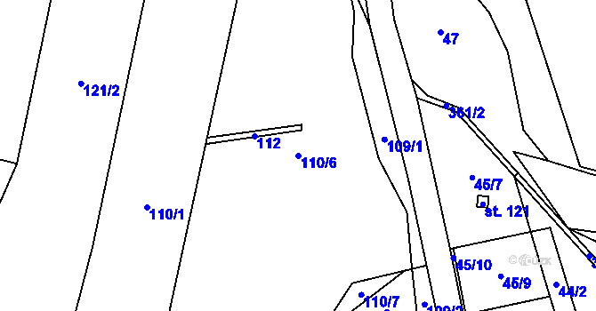 Parcela st. 110/6 v KÚ Točník, Katastrální mapa