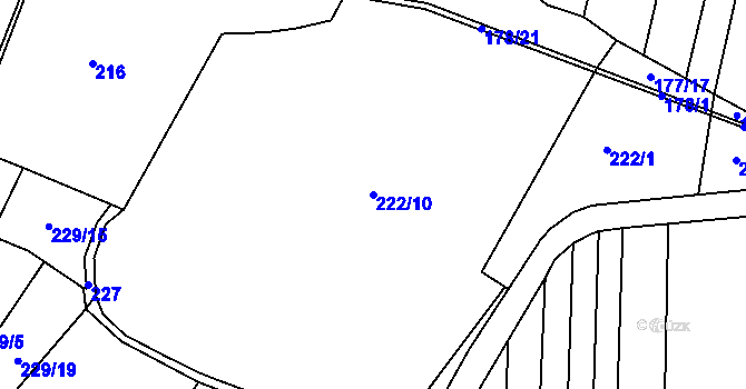 Parcela st. 222/10 v KÚ Točník, Katastrální mapa
