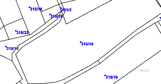 Parcela st. 315/14 v KÚ Točník, Katastrální mapa