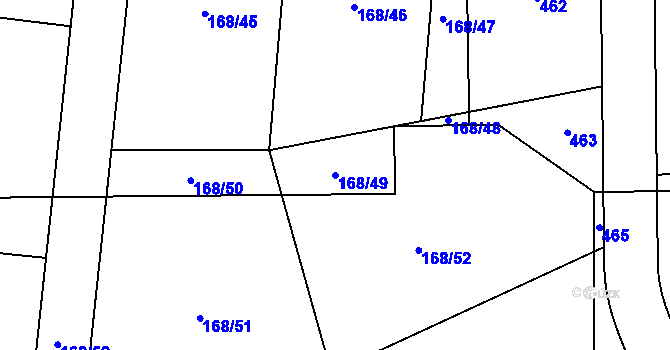 Parcela st. 168/49 v KÚ Točník, Katastrální mapa