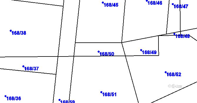 Parcela st. 168/50 v KÚ Točník, Katastrální mapa
