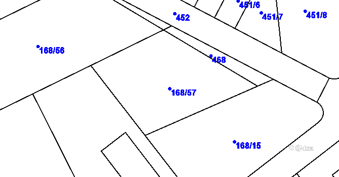 Parcela st. 168/57 v KÚ Točník, Katastrální mapa