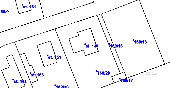 Parcela st. 147 v KÚ Točník, Katastrální mapa