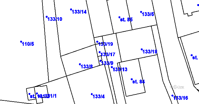 Parcela st. 133/17 v KÚ Točník, Katastrální mapa